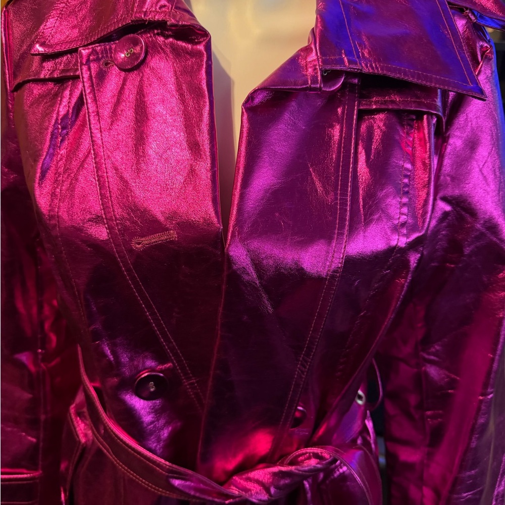 Glamorous Fuchsia Trench Coat - Picture 2 of 7
